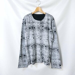 美品 lucien pellat-finet ルシアンペラフィネ マリファナ バックプリント 総柄 クルーネック 長袖 Tシャツ カットソー グレー 401 ◆