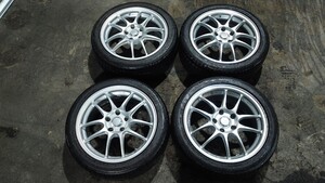 【岡山発】エンケイ ENKEI PF01 17インチ 7J+38 5H 114.3 5穴 ホイールタイヤ4本 215/45R17 DUNLOP LeMans シビック スイフトスポーツ CR-Z