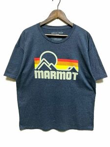 ★美品★Marmot×thread 半袖 プリント Tシャツ サイズXL★ネイビー系 マーモット 丸首 クルーネック アウトドア キャンプ 夏物 トップス