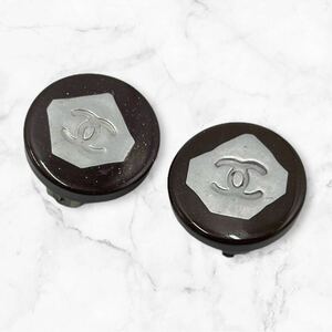 シャネル　CHANEL イヤリング ダークブラウン 茶色 シルバー ココマーク プラスチック