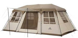 1円スタート Naturehike テント Village17 CNH22ZP021 ワンタッチ ロッジ型 アウトドア キャンピング 防風 4-6人用 ダークブラウン D02453