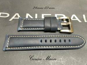 ●　CousuMain　24mm-22mm★カーフ　尾錠付　パイプ付★パネライ　44mmケース　PANERAI向　s240