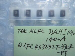 B0008　TDK　巻線インダクタ　NLFC45シリーズ　巻線磁気シールドタイプ　NLFC453232T-330K-PF　33 μH　140mA　5個セット