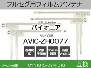 AVIC-ZH0077 対応 純正互換 4枚セット フルセグ用 補修用 フィルムアンテナ 地デジ クラリオン / アルパイン / パイオニア 適合 (is