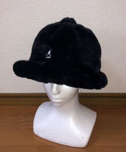 美品 KANGOL Faux Fur Casual K4190ST カンゴール ファー カジュアル バケットハット メトロハット ベルハット ファーハット ブラック 黒 M