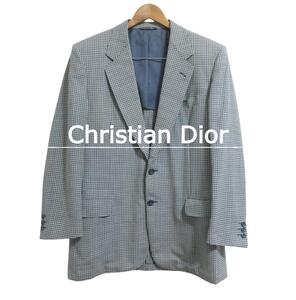 美品 Christian Dior BOUTIQUE MONSIEUR クリスチャンディオール 48 ウール×モヘヤ チェック柄 2B テーラードジャケット マルチカラー