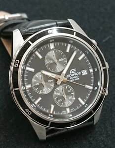 クロノグラフ!!社外品バンド良好!!CASIO/カシオ EDIFICE/エディフィス クォーツ 腕時計 ウォッチ USED品 EFR-526＊