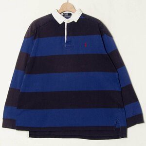 POLO RALPH LAUREN ポロ ラルフローレン サイズLL 長袖 プルオーバー ラガーシャツ ボーダー コットン100％ メンズ カジュアル アメトラ