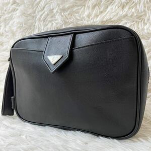 1円~【極美品】Yves Saint Laurent セカンドバッグ クラッチバック レザー 本革 ゴールド金具 YSLロゴ カサンドラ イヴサンローラン メンズ