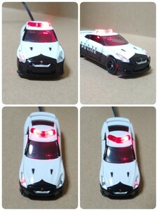 ダミースキャナー スカイライン GT-R R35　日産 パトカー 栃木県警 トミカ LED 12V 4灯点滅 防犯 盗難防止 