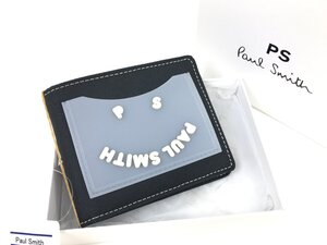 新品　未使用　ポールスミス　PS　Paul Smith　HAPPY　二つ折り財布　コンパクト　ブラック/ホワイト　YS-727