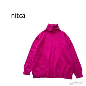 nitca ニトカ . アンゴラ ふわふわ タートルネック プルオーバー ニット 綺麗色 鮮やか ピンク ブルベ プルオーバー ニット