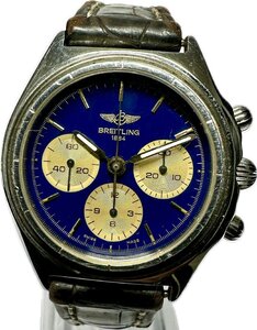 1円～ 希少 BREITLING ブライトリング カリスト B11047 クロノグラフ ブルーダイヤル メンズ 手巻き 裏スケ アンティーク 時計