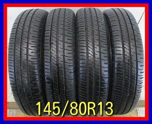 ■中古タイヤ■ 145/80R13 75S DUNLOP ENASAVE EC204 N-BOX タント ムーブ ワゴンR 軽等 夏タイヤ オンロード 激安 送料無料 B140