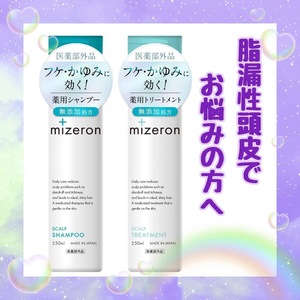 脂漏性 頭皮 フケ かゆみ 汗臭 に スカルプシャンプー トリートメントセット 薬用MIZERON ミゼロン マラセチア菌 対策 医薬部外品