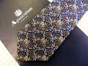 ♪30335C♪良品【花 植物 柄】アクアスキュータム【Aquascutum】ネクタイ