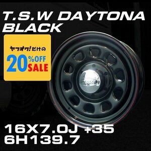 □ 特価 ティスファクトリー TSW デイトナ DAYTONA ブラック BLACK 16×7J +35 6H 139.7 スチール ホイール 4本セット 200系 ハイエース