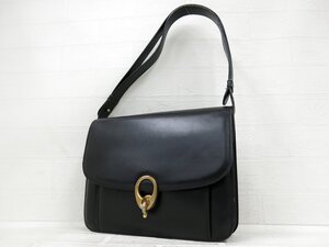 ◆美品◆CELINE オールド セリーヌ◆フラップ◆カーフ レザー 本革◆ショルダー バッグ◆ブラック G金具◆ヴィンテージ◆肩掛け◆A9403