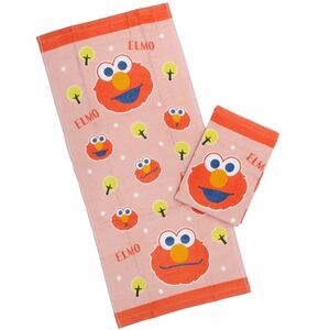 ★新品　セサミストリート　エルモ　Elmo　プリントロングタオル2枚セット　フェイスタオル　No3　ドット