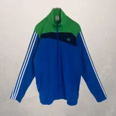 【超希少】adidasトラックジャケット 刺繍ロゴ トリコロールカラー 青緑白