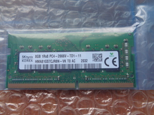 ■Hynix メモリモジュール 8GB HMA81GS7CJR8N-VK DDR4-2666MHz PC4-21300 ECC CL19SODIMM260ピン