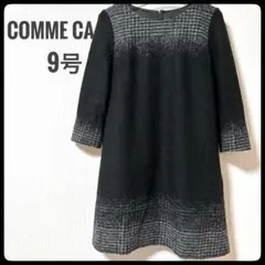 COMME CA /ワンピース ミニ丈 七分袖 ラウンドネック M黒 ブラック