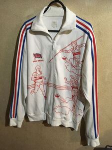 大きいサイズ！アディダス 総刺繍　イギリス トラックジャケット ヴィンテージ　Oサイズ！アディダス オリジナルス ADIDAS GREAT BRITAIN 