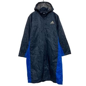 adidas ナイロン ジャケット アディダス キッズ L ブラック ベンチコート バックプリント フルジップ 古着卸 アメリカ仕入 a609-6135