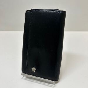 ◆GIANNI VERSACE ヴェルサーチ　6連 キーケース◆　メデューサ 金具　本革　ブラック　MADE IN ITALY 【USED】 1024