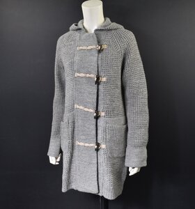 3014-24W0110★スキャパ SCAPA★美品 秋冬 グレー系 ダッフルニットコート 38 ウール100％ トグル付厚手カーディガン