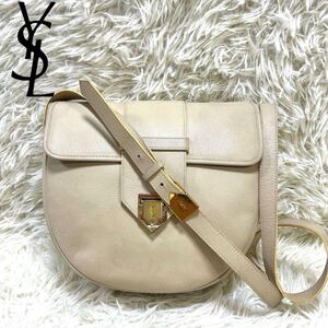 1円【希少】YVES SAINT LAURENT イヴサンローラン ショルダーバッグ ゴールド金具 YSL ヴィンテージ レザー 斜め掛け クロスボディ 本革