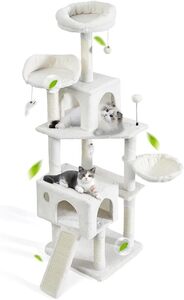 【新品】 AIFY キャットタワー 据え置き スリム 大型猫 猫タワー ねこ 安定 頑丈 爪研ぎ 麻紐 子猫 シニア 省スペース 170cm アイボリー