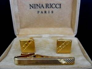 ◎№4547◎■USED並品■ニナリッチ【NINA RICCI】【ゴールド】■カフス＆ネクタイピン セット♪