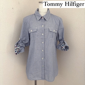 Tommy Hilfigerトミー ヒルフィガー レディース ストライプシャツ ロールアップシャツ 長袖 レギュラーカラー