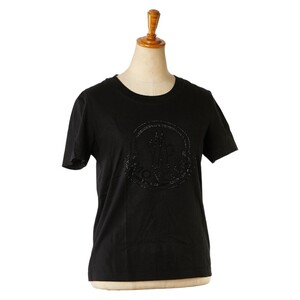 モンクレール MAGLIA マリア ロゴスタッズ 半袖Ｔシャツ サイズ:S ブラック コットン レディース MONCLER 【中古】