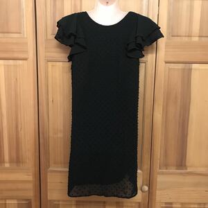 ZARA BASIC ザラベーシック　ドットフリルトップス　XS ブラック