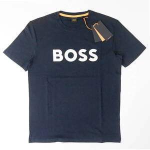 新品正規品 HUGO BOSS ヒューゴ ボス オレンジ メンズ 半袖 オーガニック コットン コントラストロゴ Tシャツ 大谷翔平 ネイビー M