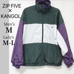 【ZIP FIVE × KANGOL】切替ナイロンビッグジャケット　パープル　M