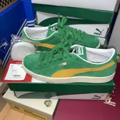 送料込 PUMA SUEDE VTG グリーン/イエロー