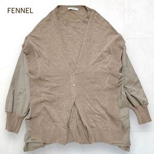 極美品＊FENNEL フェンネル スコットクラブ ヤマダヤ カシミヤ混 異素材ドッキング ニット ゆったり モカ 9号