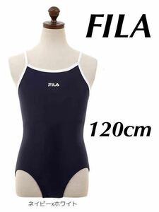 新品60808　FILA フィラ　120cm 紺×白　ネイビー　スクール水着　ワンピース　学校　女の子 ガールズ ジュニア キッズ 水着スイムウエア