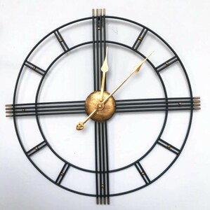 北欧のレトロな錬鉄製の壁時計,モダンなデザイン,サイレント,装飾的なクォーツ時計,リビングルーム用,60cm