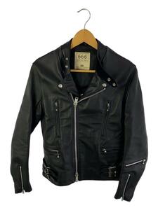 666 Leather Wear◆ダブルライダースジャケット/34/レザー/BLK