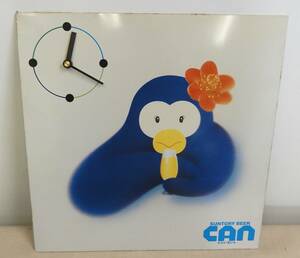 ツM717/希少 サントリー ペンギンズバー グッズ 時計/CAN ノベルティ 販促品 昭和レトロ ブリキ 松田聖子 当時物 80年代 パネル 看板