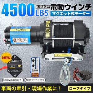 1円 ウインチ 12v 電動ウインチ 電動 巻き上げ 車載 小型 車 4500 ロープ 軽量 無線リモコン 巻き上げ機 トロリー 強力 牽引 sg078