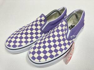 VANS SLIPON 白生成り 薄紫 チェッカー US10.5 (28.5cm) アメリカ企画限定!! スリッポン バンズ