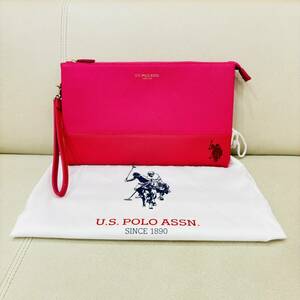 U.S POLO ASSN ポロ アッスン クラッチ セカンド バック ピンク ベージュ系 刺繍 ブランド タグ おしゃれ シンプル 保存袋付き 1707