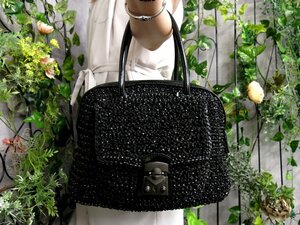 ●超美品●ANTEPRIMA アンテプリマ●BLOCCO●マットカラー●リボン ワイヤー エナメル パテント レザー●ハンド バッグ●黒●B5●Js47255