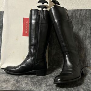 【BOX付】 REGAL リーガル　 ロングブーツ　 サイドジップ　レザー　23cm ブラック ＊Ei