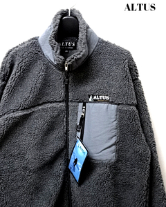 L 未使用【ALTUS Fleece Jacket Boa Jacket MADE IN CANADA Gray アルタス ボアジャケット カナダ製 パイル フリース レトロ グレー】